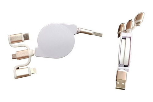 Cable 3 En 1 - Usb A Usbc - Micro Usb Y Lighting - Retractil