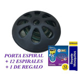 Porta Espiral Mosquito Ceramica Negro +12 Espiral Raid  