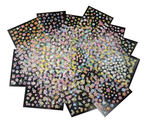 Genial Set De 50 Planillas Stickers Para Uñas Nail De Flores