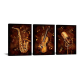 3 Piezas De Pintura Musical, Impresiones En Lienzo, Saxofón 