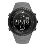 Relógio De Pulso Smael Esportiva 1237 Com Corpo Cinza,  Digital, Para Masculino, Fundo  Preto, Com Correia De Resina Cor Cinza, Subdials De Cor Cinza, Ponteiro De Minutos/segundos Cinza, Bisel Cor Pre