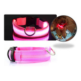 Collar Luz Led Reflectivo Perro Gato Mascotas 3 Efectos Rosa