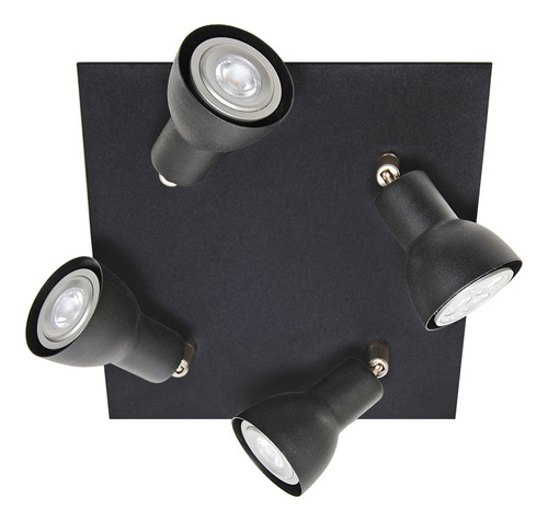 Plafon 4 Luces Negro Con Movimiento Moderno Apto Led