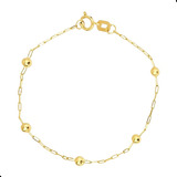 Pulseira Infantil Bebê De Bola Bolinhas Em Ouro 18k