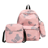 Mochila Informal Conjuntode 3 Piezas Combinada Combina Todo Color Rosa