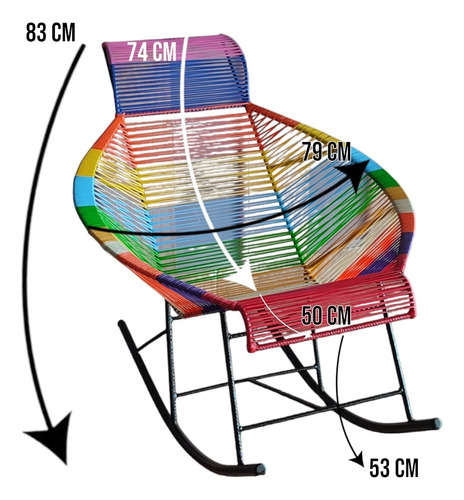 Silla Mecedora Media Luna En Mimbre Plastico O Pvc