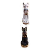 M Figura De Estatua De Resina De Mau Gato Egipcio, 2 Piezas