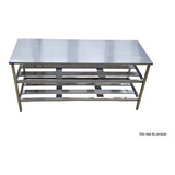 Mesa Para Cozinha Industrial 190x70x90 Com Paneleiro Duplo