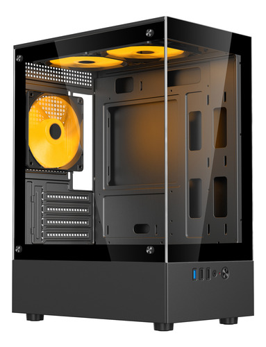 Gabinete Gamer Bluecase Bg-053 Nuker V2 Pro C/ 3 Fan Ambar