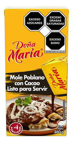 Mole Doña María Poblano Con Cacao Listo 360g (4 Cajas)