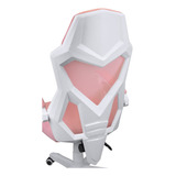 Cadeira Gamer Escritório Com Inclinação Branca Com Rosa Material Do Estofamento Couro Sintético
