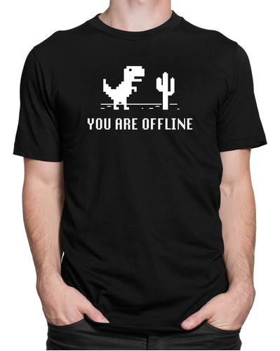 Camiseta Camisa T-rex Dinossauro You Are Offline Computação