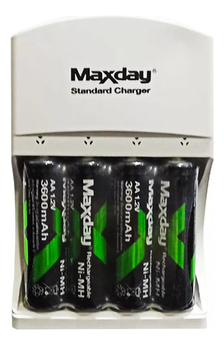 Baterias 3600mah Aa Recargable X 4 Pack+ Cargador 