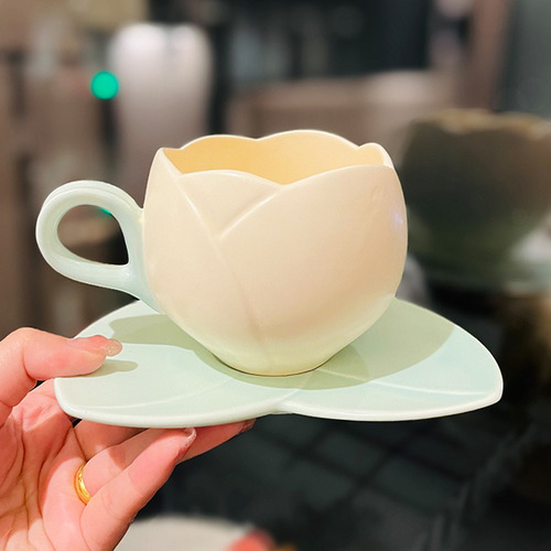 Zt Juego De Tazas De Café De Cerámica Con Diseño De Tulipán