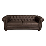 Sofa Florencia 3c Cuero Colorado Marron