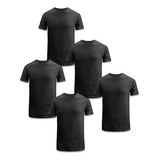 Kit 5 Camiseta Preta Basica Lisa 100% Algodao Techmalhas