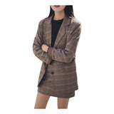 Conjunto De Abrigo Retro A Cuadros J Para Mujer, Chaqueta De