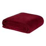 Cobertor Manta Flannel Bélgica 2,20x2,40 Casal Queen Premium Cor Vinho Desenho Do Tecido Liso