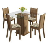 Sala De Jantar Magda Madesa Mesa Tampo Vidro 4 Cadeiras Rlb Cor Rustic/lírio Bege 044765zxtlib