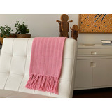 Manta Para Sofa E Cama Sofi Decorativa Xale 1,2x1,8 Colorida Cor Rosa Bebê