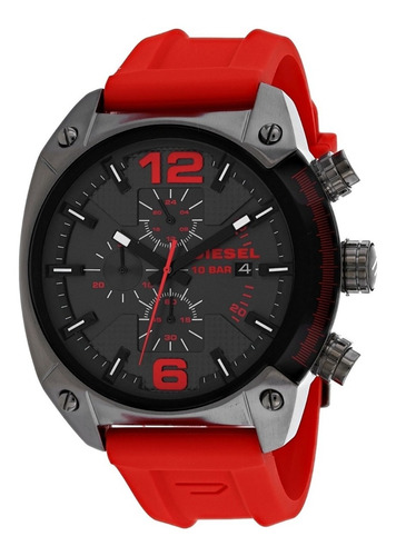 Reloj Diesel Overflow Dz4481 Red Strapp Cronografos