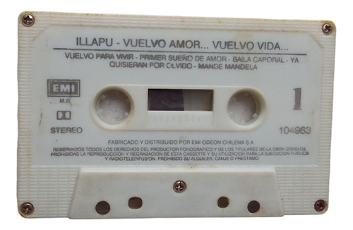 Cassette Illapu Vuelvo Amor Vuelvo Vida Sin Carátula 