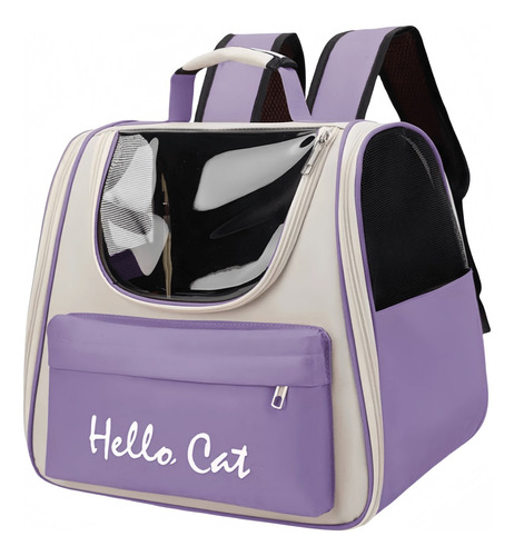 Mochila Transportadora Para Gato Portátil Respirable Violeta