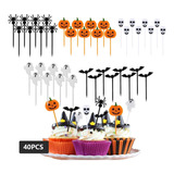 40 Mini Tenedores Palillos Halloween Para Fruta Lunch Niños
