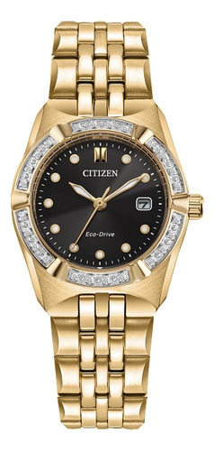 Citizen Corso Diamond Dial Negro Ew2712-55e ....... Dcmstore Correa Oro Bisel Oro