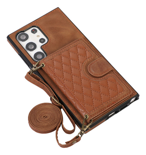 Funda De Piel Lanyard Wallet Card Slot Para Samsung