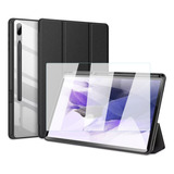 Mica + Funda Para Galaxy Tab S7+ / S8+ Smart Hibrida Negro