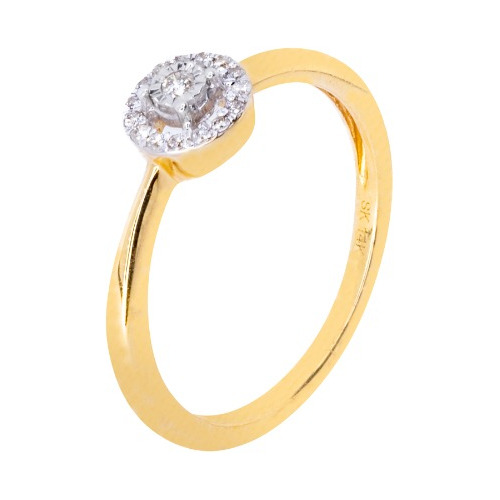 Anillo Con Diamantes 8 Puntos Oro 14 K. Oro Fino Joyería.