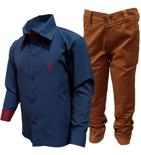 Kit Roupa Menino Calça Jeans Infantil + Camisa Social Menino