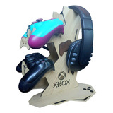 Suporte 2 Controles Headset Xbox + Chaveiro Mdf Amarelo