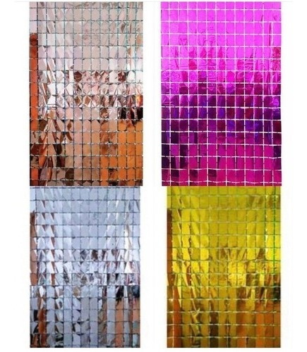 2- Cortinas Painel Metalizada Quadrada Shimmer