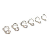 Set De 6 Piercing Nostril Punto De Luz Tipo S Plateado Punk