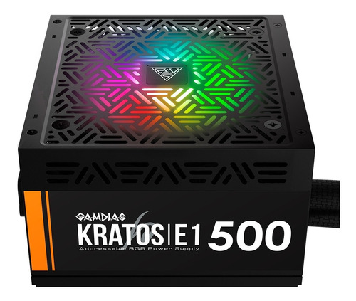 Fonte Gamer 500 Watts Rgb Para Pc Gamdias Kratos E1-500 Atx 