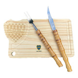 Set De Asado Boca Jrs Con Dos Escudos  - Personalizable