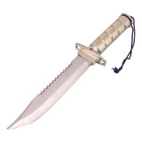 Cuchillo Tipo Rambo Plateado C/ Accesorios Táctico Supervive