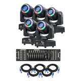 5 Moving Head Spot Led 60w Fita De Led + Mesa Dmx + Cabos 5m