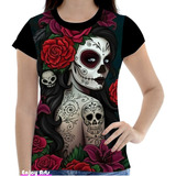 Camisa Camiseta Feminina Babylook Caveira Mexicana 3