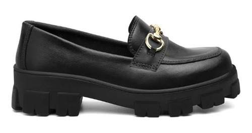 Mocassim Sapato Feminino Tratorado Oxford Corrente Blogueira