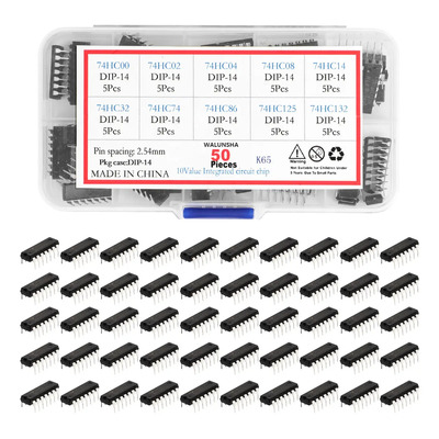 Kit De 50 Compuertas Lógicas 10 Tipos 74hc00 A 74hc132 Con Caja Walunsha® | MercadoLibre