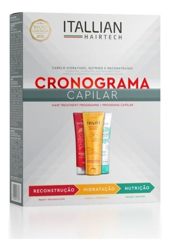 Cronograma Capilar Itallian Hairtech Kit Com 3 Mascaras