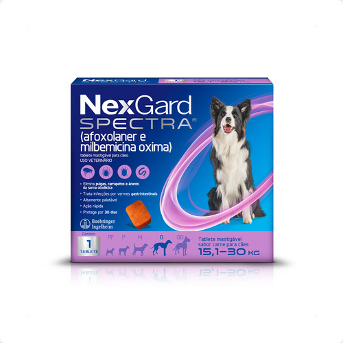 Nexgard Spectra 15,1 A 30kg Pulgas Carrapatos Sarna E Vermes