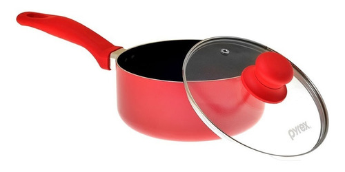 Olla Con Mango 18 Cm Fuego Pyrex Teflon Antiadherente Color Rojo