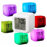 Reloj Digital Cubo Luces Led Alarma Despertador Temperatura