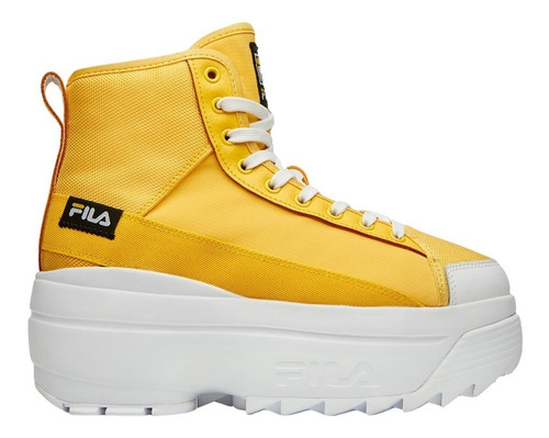 Tenis Bota Fila Zora Plataforma Amarillo De Dama Original