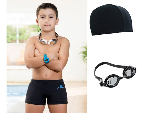 Kit Sunga + Touca E Óculos De Natação - Infantil - Just Fit