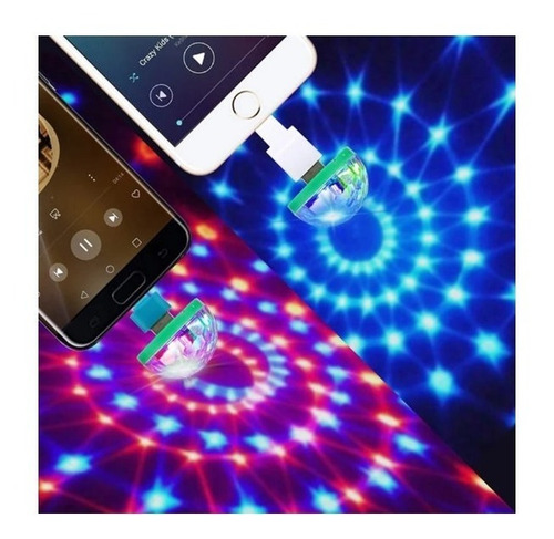Mini Luz Bola Laser Usb Discoteca Carro + Conector Celular